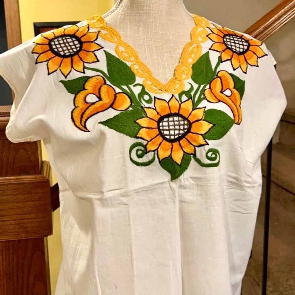 Beautiful Embroidered Sunflower Blouse
